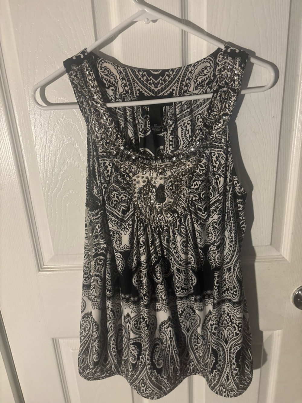 INC Women"s Black and White Sleeveless Top-size 0x